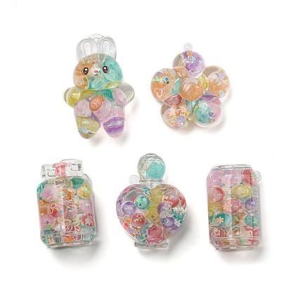 Luminous Transparent Acrylic Big Pendants, with Star Quicksand, Rainbow Candy