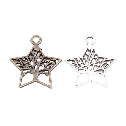 Alloy Pendants, Star with Tree of Life