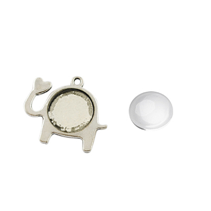 Наборы подвесные для приготовления, с настройками кабошон сплава кулон и стекла кабошонов, слон, без свинца