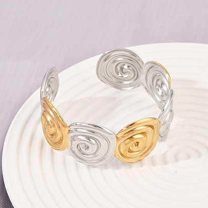 304 женские браслеты-манжеты из нержавеющей стали, вихревые, ионное покрытие (ip)