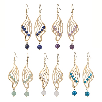 Болтаться серьги природный драгоценный камень, с 201 подвесками из нержавеющей стали и латунными швензами, крыло