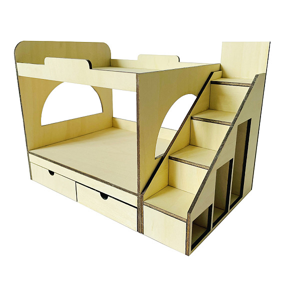 Кукольный домик деревянная приподнятая деревянная кровать игрушка, аксессуары для кукольного домика с микро-ландшафтом, притворяясь опорными украшениями