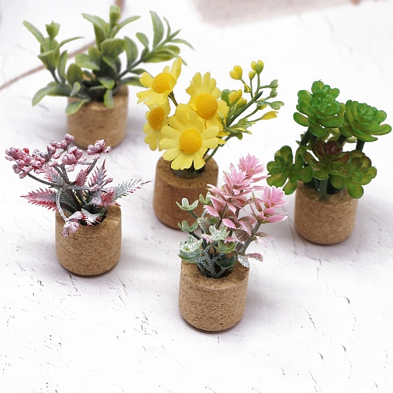 Пластиковое растение в горшке мини-модель, с магнитом, аксессуары для кукольного домика с микро-ландшафтом, притворяясь опорными украшениями