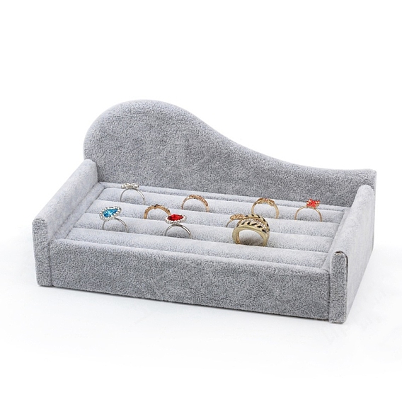 Vitrinas de anillos de terciopelo, soporte organizador de anillos en forma de sofá