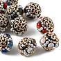 Cuentas hechas a mano de arcilla polimérica indonesia, con aleación, resina, componentes de latón, perlas de imitación ABS y cristales de imitación de diamantes., redondo floral, la luz de oro