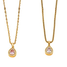 304 Подвески-капли из нержавеющей стали со стразами для женщин, реальный 18 k позолоченный