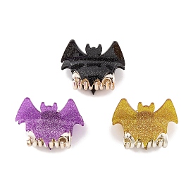 Halloween Bat Acrylic Claw Hair Clips for Women Girls, with Glitter Powder