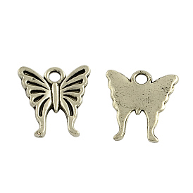 Tibetan Style Alloy Butterfly Charms, Cadmium Free & Lead Free, 16x14x2mm, Hole: 2mm, about 1086pcs/1000g