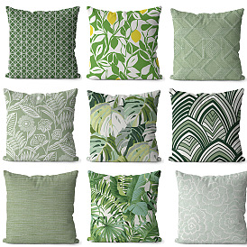 Чехлы на подушки из полиэстера зеленой серии, чехол для подушки, для дивана-кровати, квадрат с узором в виде листьев/цветков/тартана