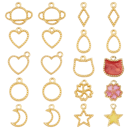 60Pcvs 10 Style Alloy Open Back Bezel Charms, for DIY UV Resin, Epoxy Resin, Pressed Flower Jewelry