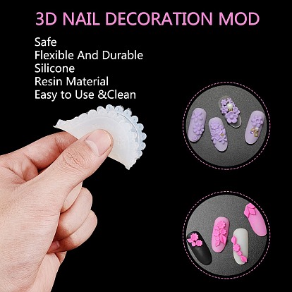Silicone Carved Molds, Nail Art Templates Mixed Shape Molds, for UV Resin, Epoxy Resin Nail Art Accessories, with Plastic Transfer Pipettes & Measuring Cup