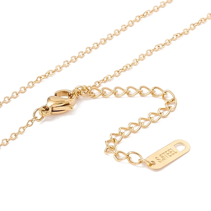 Fábrica de China Collar con colgante de rectángulo de circonita cúbica con la palabra amor, chapado de iones (ip) 304 joyas de acero inoxidable para mujer, dorado pulgada (46.5 cm) a