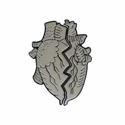 Stylish Grey Heart Patch Brooch for Denim Clothing - Unique Injured Heart Badge Accessory