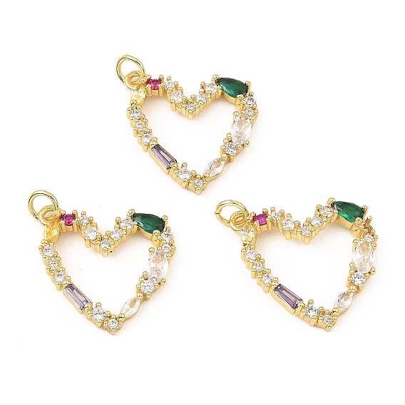 Подвески из настоящего 18k золота с латунным покрытием из кубического циркония с микро-паве, с целью перехода в кольце, долговечный, без кадмия и без свинца, сердце прелести
