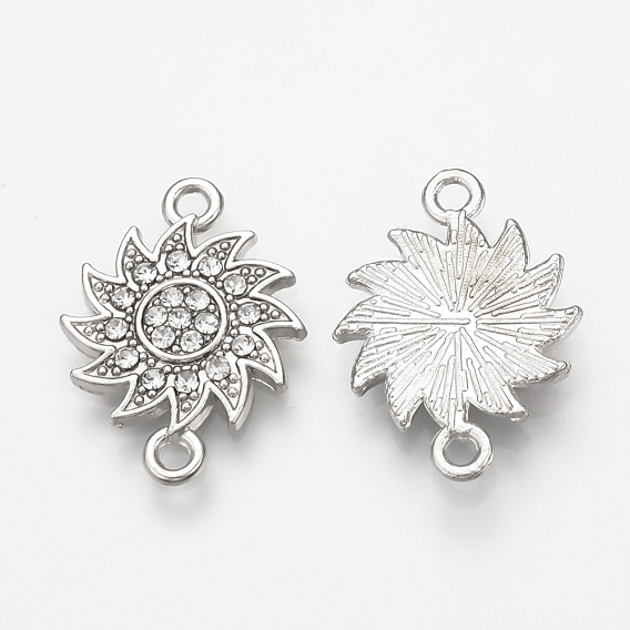 Alloy Rhinestone Links Connectors, Sun