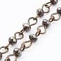 Handmade Rondelle Natural Pyrite Beads Chains for Necklaces Bracelets Making, Unwelded, with Iron Eye Pin