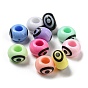 Printed Acrylic Beads, Rondelle with Eye