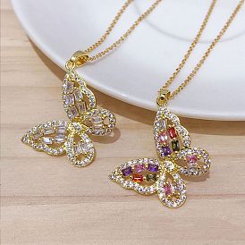 Colorful Hip Hop Butterfly Necklace Pendant for Women with Unique Design and Zircon Stones