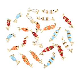 Латунные микро проложить кубического циркония прелести, с эмалью, рыбы прелести, реальный 18 k позолоченный