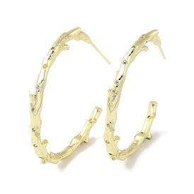 Brass Branch Stud Earrings, Half Hoop Earrings with Sterling Silver Pins