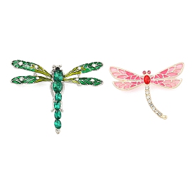 Alloy Rhinestone Dragonfly Brooch, Insect Enamel Pins