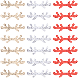 30шт. 3 цвета, украшения из искусственной кожи на рождественскую тематику, с блеском порошок, олений рог