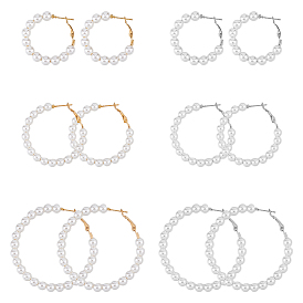 6 пары 6 стильные пластиковые серьги-кольца с имитацией жемчуга и железными штифтами для женщин