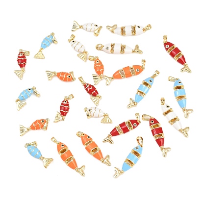 Латунные микро проложить кубического циркония прелести, с эмалью, рыбы прелести, реальный 18 k позолоченный