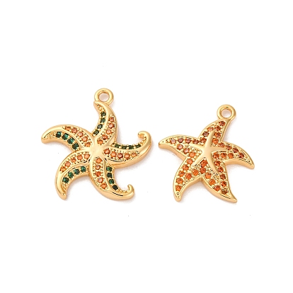 Латунные микро проложить кубического циркония подвески, морская звезда, долговечный, без никеля , реальный 18 k позолоченный