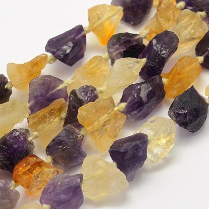 Rough Raw Natural Amethyst and Citrine Beads Strands, Nuggets