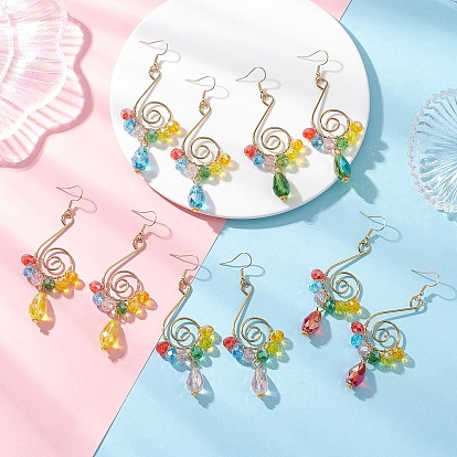 Серьги-подвески из стекла с вихревой спиралью, с фурнитурой для сережек из сплава и железа в тибетском стиле и нержавеющей стали