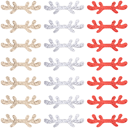 30шт. 3 цвета, украшения из искусственной кожи на рождественскую тематику, с блеском порошок, олений рог