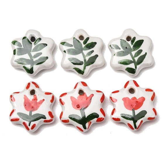 Colgantes hechos a mano de la porcelana, pintado a mano, encantos estrella