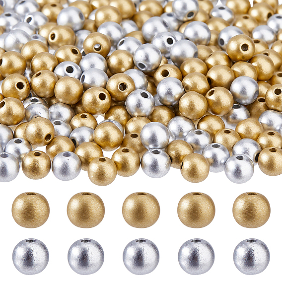 400 шт. 2 цветные матовые акриловые бусины, окрашенные распылением, круглые