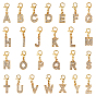 26Pcs Alloy Rhinestone Pendant Decorations, Letter, with Alloy Lobster Claw Clasps