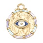 304 Stainless Steel Big Pendants, Round with Evil Eye Charms, Colorful