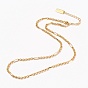 Brass Figaro Chain Necklaces, with Lobster Claw Clasps, Long-Lasting Plated, Word Hand Made