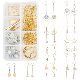 SUNNYCLUE DIY Synthetic Turquoise Earring Kits, Including Metal Linking Rings & Cable Chains & Earring Hooks & Pendants