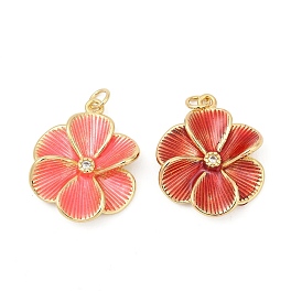 Латунные подвески с кубическими цирконами и эмалью, , стойки покрытие, без кадмия и без свинца, прочное покрытие, реальный 18 k позолоченный, с целью перехода в кольце