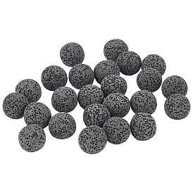 24 шт. Невощеные бусины из натурального вулканического камня., для парфюмерных шариков эфирного масла, ароматерапевтические бусы, окрашенные, круглые, нет отверстий / незавершенного