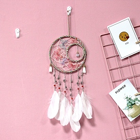 Woven Net/Web with Feather Hanging Decoration for Girl's Room, Graduation Season, Birthday Gift, Window Hanging