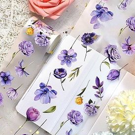 Flower Pattern Planner Sticker PET Adhesive Tape, for DIY Photo Album Diary Scrapbook Decoration