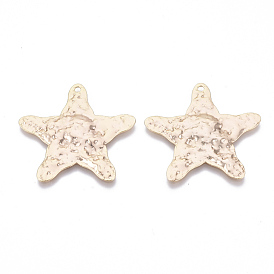 Brass Pendants, Hammered, Nickel Free, Sea Star/Starfish