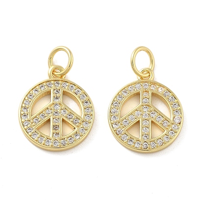 Латунные микро проложить кубического циркония прелести, символ знака мира, без свинца и без кадмия, долговечный, стойки покрытие, с целью перехода в кольце