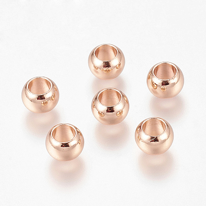 Environment Brass European Beads, Cadmium Free & Lead Free, Lager Hole Beads, Long-Lasting Plated, Rondelle