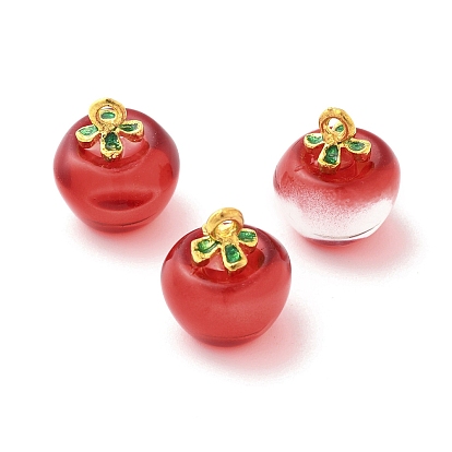 Сплав стекла подвески, яблочные прелести, с эмалью