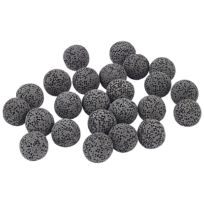24 шт. Невощеные бусины из натурального вулканического камня., для парфюмерных шариков эфирного масла, ароматерапевтические бусы, окрашенные, круглые, нет отверстий / незавершенного