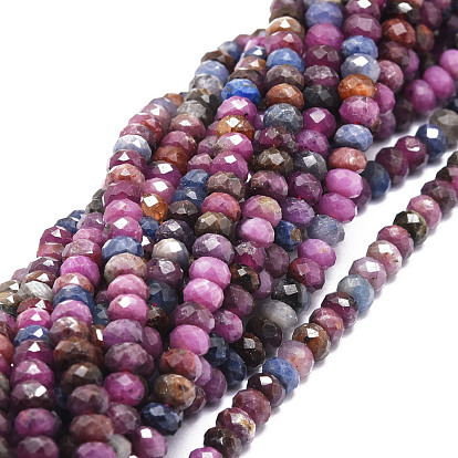 Natural Ruby and Sapphire Beads Strands, Faceted, Rondelle
