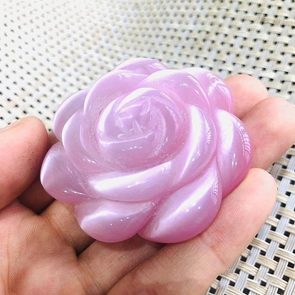 Cat Eye Carved Rose Figurines, for Home Office Desktop Decoration
