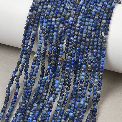 Natural Lapis Lazuli Beads Strands, Faceted, Round